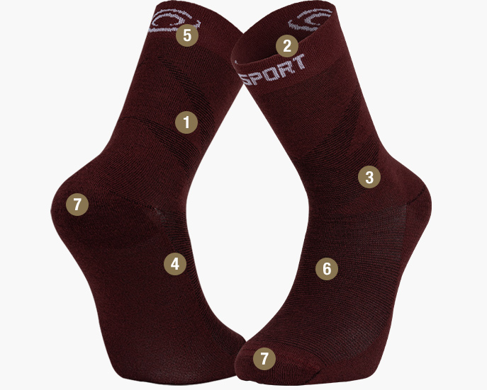 TREK DOUBLE GR burgundy sock